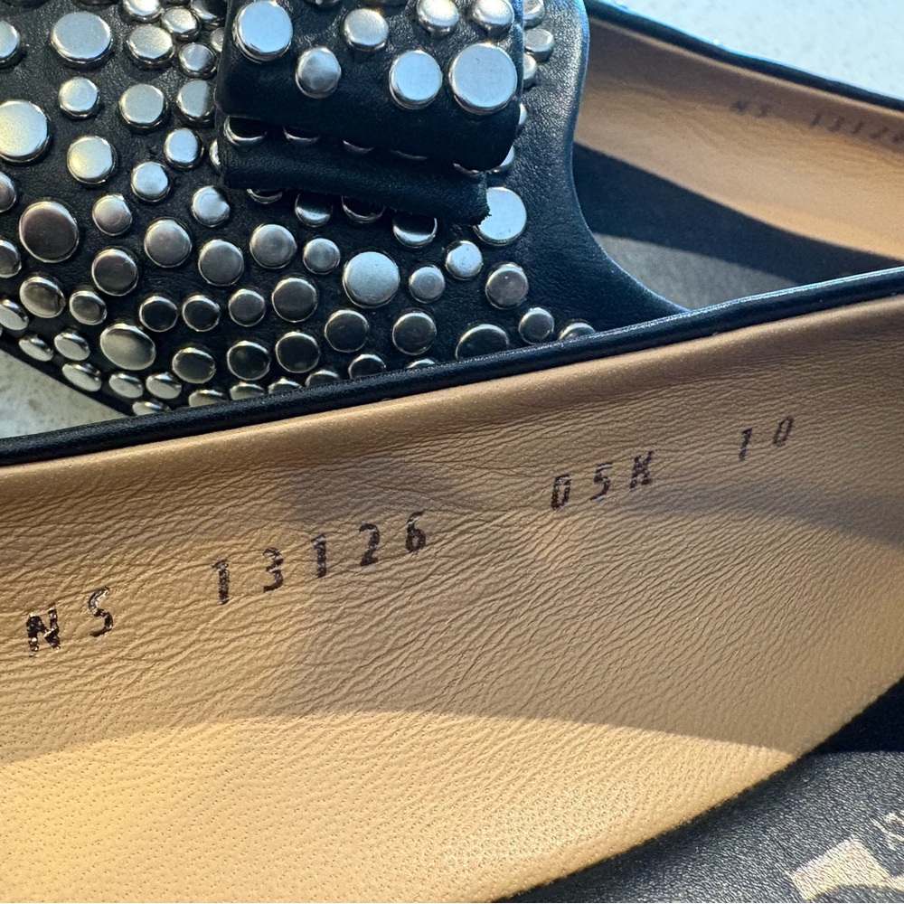 Salvatore Ferragamo Black Silver Studded Flats - Picture 3 of 7
